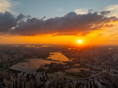 Wuhan Yaz Şehri Gündoğumu Manzarası