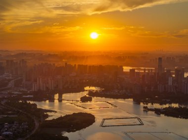 Wuhan Yaz Şehri Gündoğumu Manzarası
