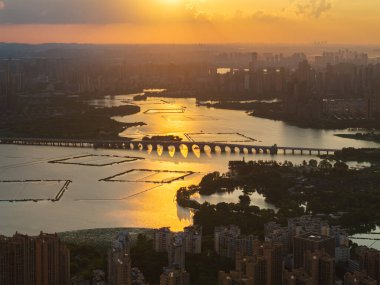 Wuhan Yaz Şehri Gündoğumu Manzarası