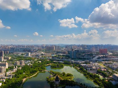 Wuhan şehir simgesi gökyüzü manzarası