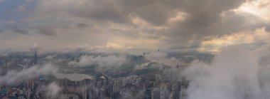 Wuhan şehir simgesi gökyüzü manzarası