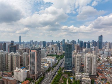 Wuhan şehir simgesi gökyüzü manzarası