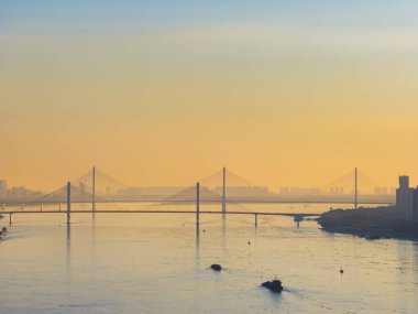 Wuhan şehir simgesi gökyüzü manzarası