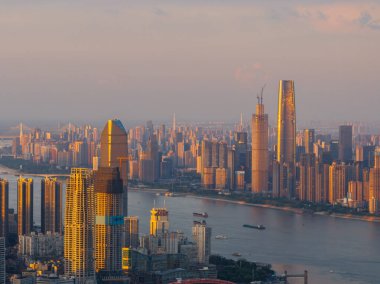 Wuhan şehir simgesi gökyüzü manzarası