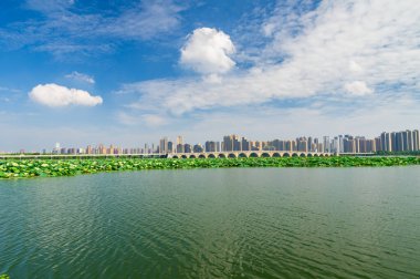 Wuhan şehir simgesi gökyüzü manzarası