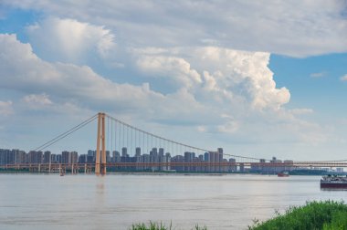 Wuhan şehir simgesi gökyüzü manzarası