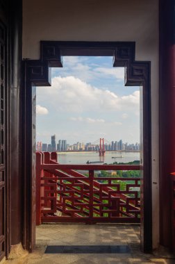 Wuhan şehir simgesi gökyüzü manzarası