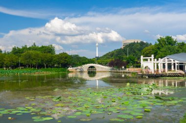 Wuhan şehir simgesi gökyüzü manzarası