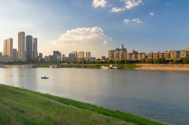 Wuhan şehir simgesi gökyüzü manzarası