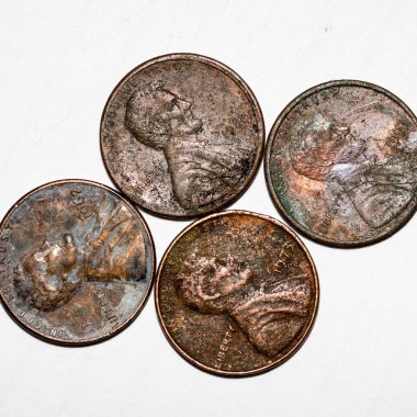 Penny. Makro closeup bakır bir kuruş üzerinde. 