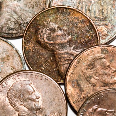Penny. Makro closeup bakır bir kuruş üzerinde. 