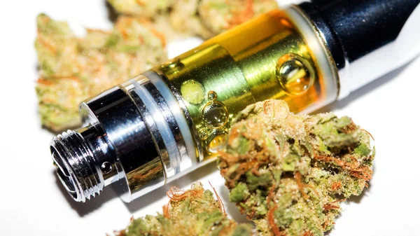 Vape Óleo Cannabis Vaporizante Para Thc Cbd Erva Maconha — Fotografia de Stock