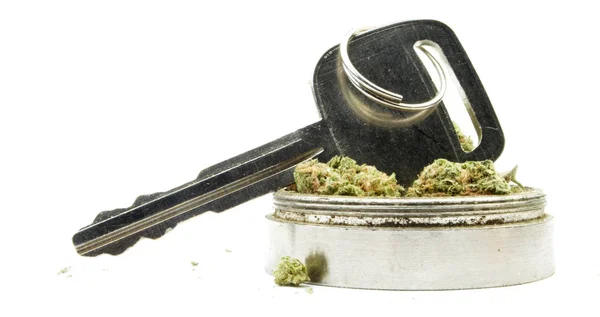 Begreppsmässig Sammansättning Marijuana Isolerad Vit Bakgrund — Stockfoto