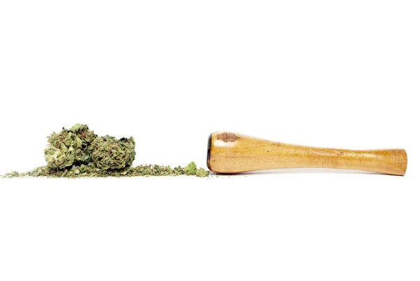 Conceptuele Samenstelling Van Marihuana Geïsoleerd Witte Achtergrond — Stockfoto