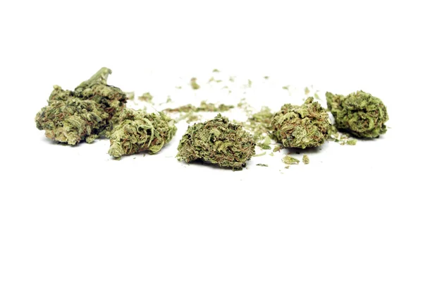 Conceptuele Samenstelling Van Marihuana Geïsoleerd Witte Achtergrond — Stockfoto