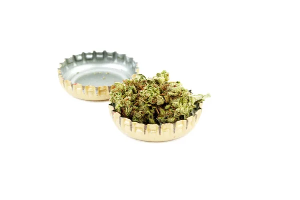 Conceptual Composition Marijuana Isolated White Background — Stock Photo, Image