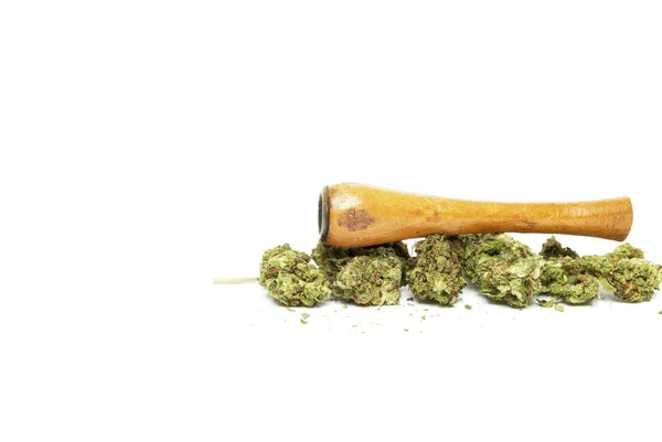 Conceptuele Samenstelling Van Marihuana Geïsoleerd Witte Achtergrond — Stockfoto