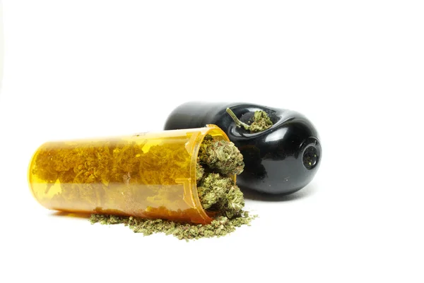 Begreppsmässig Sammansättning Marijuana Isolerad Vit Bakgrund — Stockfoto