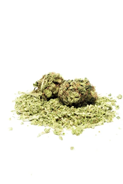 Conceptuele Samenstelling Van Marihuana Geïsoleerd Witte Achtergrond — Stockfoto