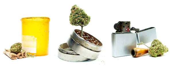 Marihuana Aislada Sobre Fondo Blanco Concepto Adicción Atención Médica — Foto de Stock