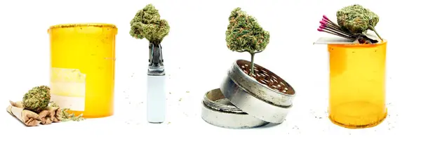 Marijuana Isolée Sur Fond Blanc Concept Dépendance Soins Santé — Photo