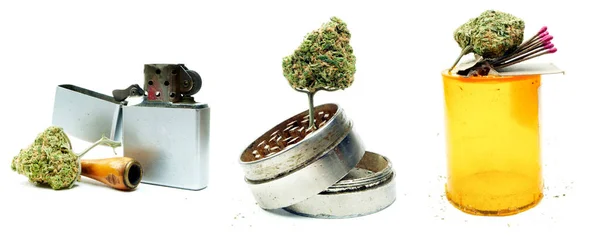 Composición Conceptual Marihuana Aislada Sobre Fondo Blanco —  Fotos de Stock