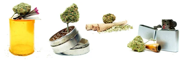 Composición Conceptual Marihuana Aislada Sobre Fondo Blanco — Foto de Stock