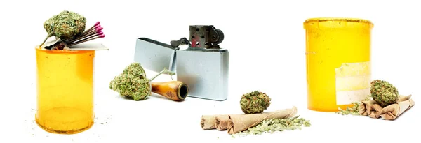 Conceptuele Samenstelling Van Marihuana Geïsoleerd Witte Achtergrond — Stockfoto