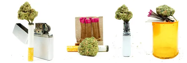 Marihuana Aislada Sobre Fondo Blanco Concepto Adicción Atención Médica —  Fotos de Stock