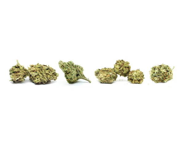 Conceptuele Samenstelling Van Marihuana Geïsoleerd Witte Achtergrond — Stockfoto