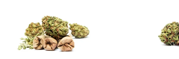 Conceptual Composition Marijuana Isolated White Background — Stock Photo, Image