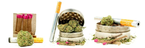 Konzeptionelle Zusammensetzung Von Marihuana Isoliert Auf Weißem Hintergrund — Stockfoto