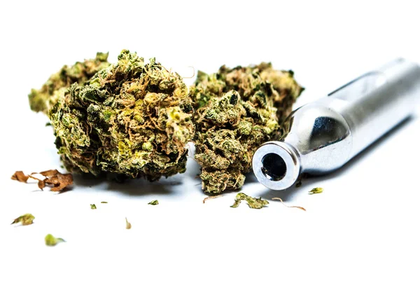 Marihuana Białym Tle Koncepcja Narkotyków Uzależnienia — Zdjęcie stockowe