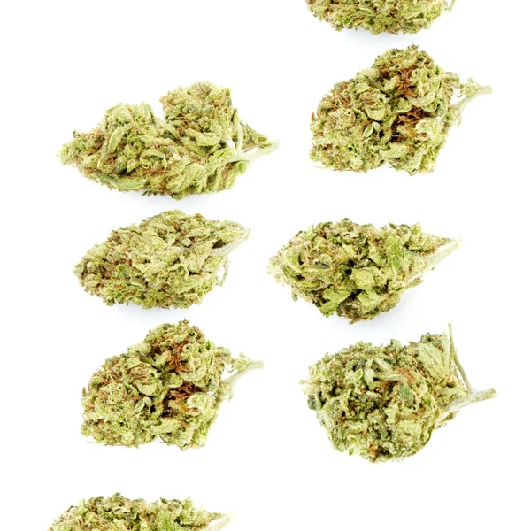 Zavřít Pohled Suchou Marihuanu Bílém Pozadí — Stock fotografie