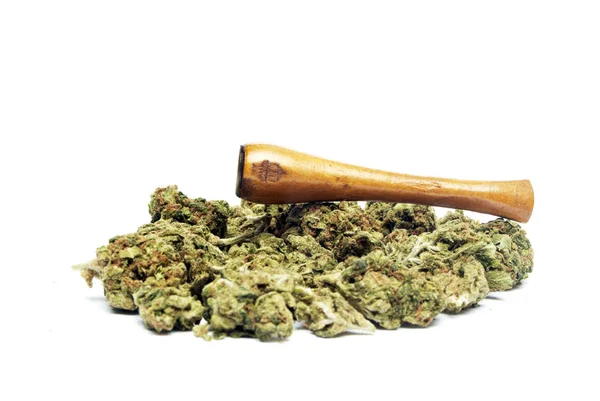 Koncepcyjny Skład Marihuany Białym Tle — Zdjęcie stockowe