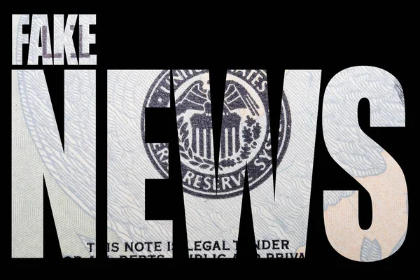 Fake News Text Auf Schwarzem Hintergrund Mit Geld — Stockfoto