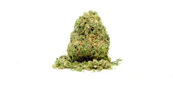 Närbild Marijuana Vit Bakgrund — Stockfoto