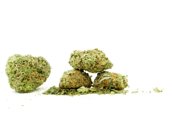 Vue Rapprochée Marijuana Sur Fond Blanc — Photo