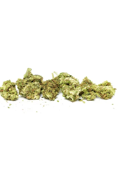 Vista Vicino Della Marijuana Sfondo Bianco — Foto Stock