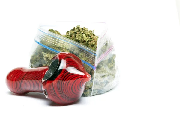 Begreppsmässig Sammansättning Marijuana Isolerad Vit Bakgrund — Stockfoto