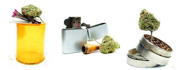 Concepto Adicción Marihuana Composición Aislada Sobre Fondo Blanco — Foto de Stock