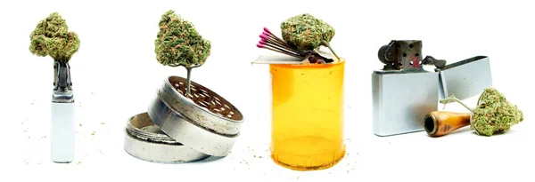 Marijuana Narkotikamissbruk Koncept Komposition Isolerad Vit Bakgrund — Stockfoto