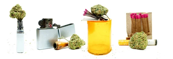 大麻毒瘾概念 在白色背景上隔离的构图 — 图库照片
