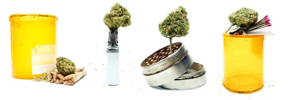 Composición Conceptual Marihuana Aislada Sobre Fondo Blanco — Foto de Stock