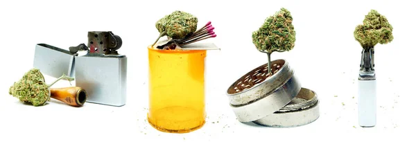 Composición Conceptual Marihuana Aislada Sobre Fondo Blanco —  Fotos de Stock