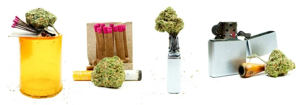 Suchtkonzept Für Marihuana Komposition Isoliert Auf Weißem Hintergrund — Stockfoto