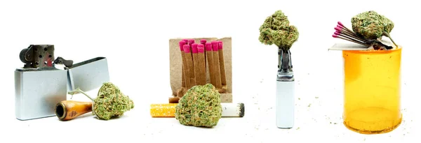 Notion Dépendance Marijuana Composition Isolée Sur Fond Blanc — Photo