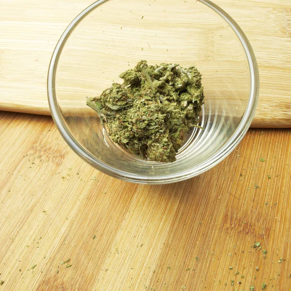 Marijuana Buds Glass Close View — Stock Photo, Image