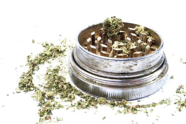 Close View Marijuana Weed Crusher White Background — Stock Photo, Image