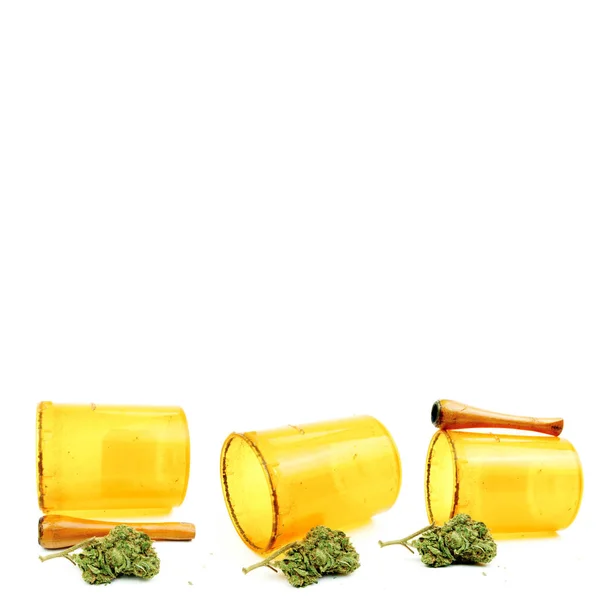 Conceptual Composition Marijuana Isolated White Background — Stock Photo, Image